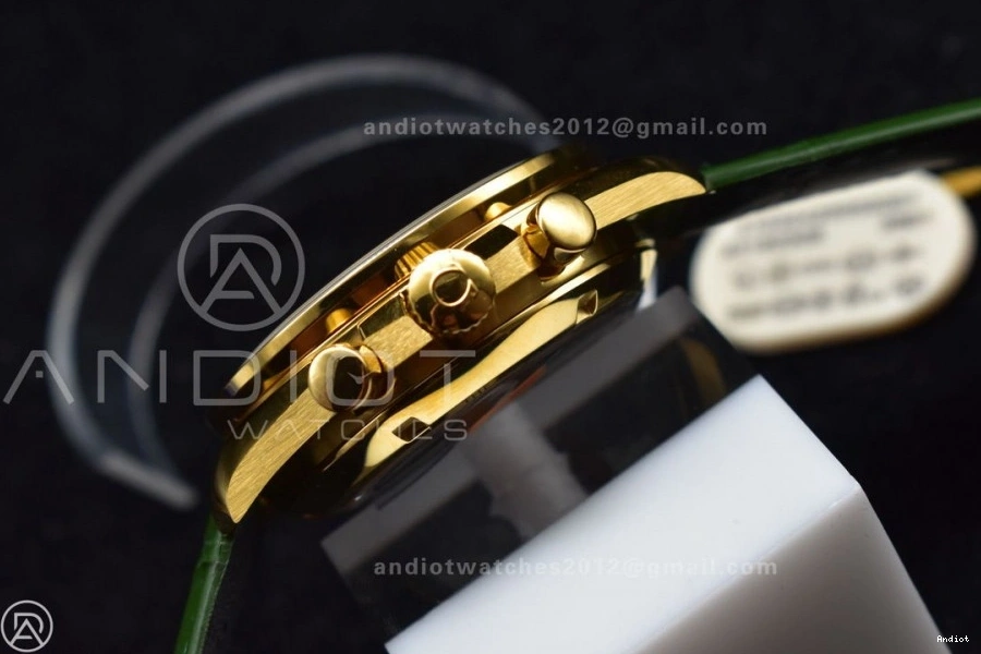 Gold Green Speedmaster Manual Green on Moonshine Strap Dial Edition RMF in Chrono YG Moonwatch Best Leather 0201